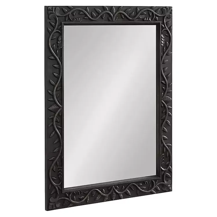 Kirklands Home Decorative Mirrors|Wood Ornate Carved Wall Mirror Black