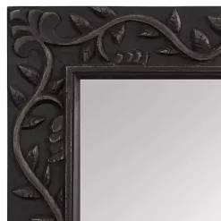 Kirklands Home Decorative Mirrors|Wood Ornate Carved Wall Mirror Black