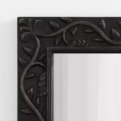 Kirklands Home Decorative Mirrors|Wood Ornate Carved Wall Mirror Black