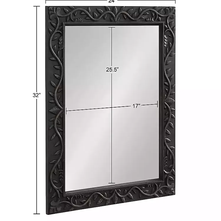 Kirklands Home Decorative Mirrors|Wood Ornate Carved Wall Mirror Black