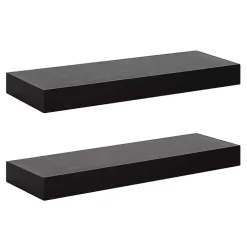 Kirklands Home Shelves|Black Wood 2-pc. Floating Shelves, 24 in.