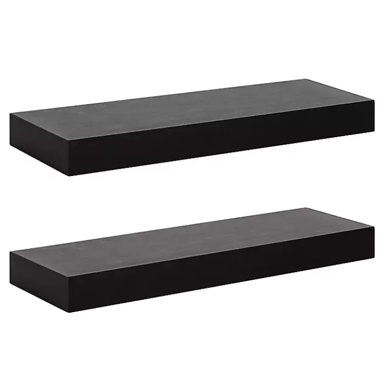 Kirklands Home Shelves|Black Wood 2-pc. Floating Shelves, 24 in.