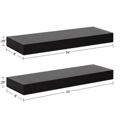 Kirklands Home Shelves|Black Wood 2-pc. Floating Shelves, 24 in.