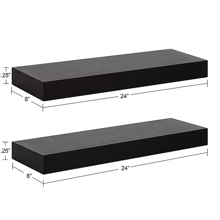 Kirklands Home Shelves|Black Wood 2-pc. Floating Shelves, 24 in.