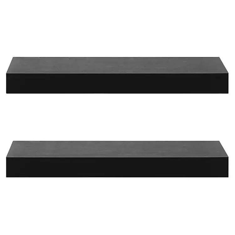 Kirklands Home Shelves|Black Wood 2-pc. Floating Shelves, 24 in.