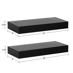 Kirklands Home Shelves|Black Wood 2-pc. Floating Shelves, 18 in.