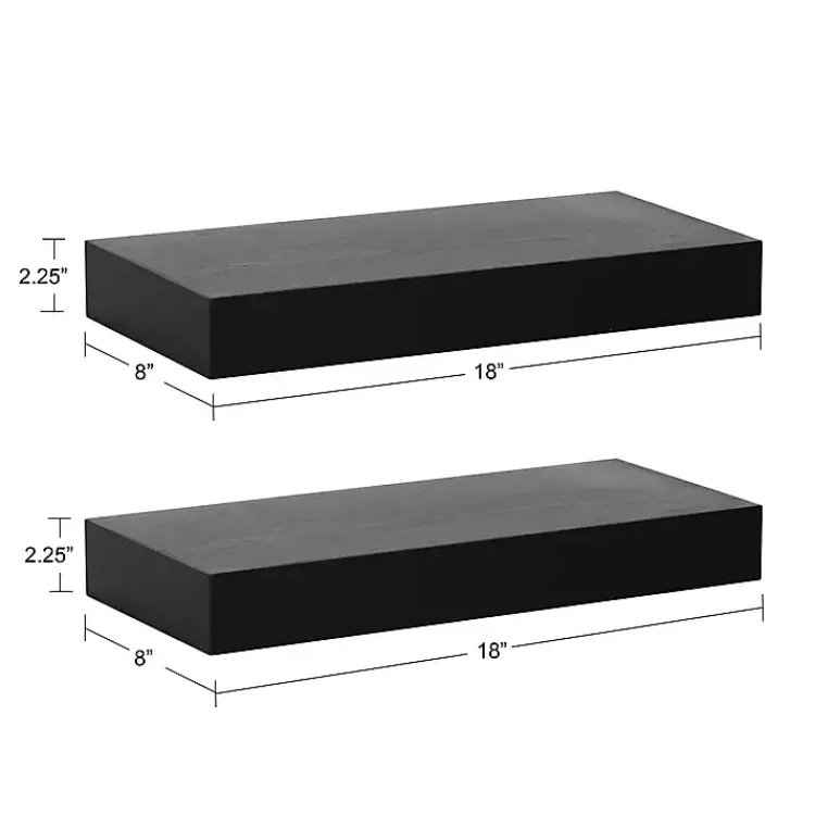 Kirklands Home Shelves|Black Wood 2-pc. Floating Shelves, 18 in.