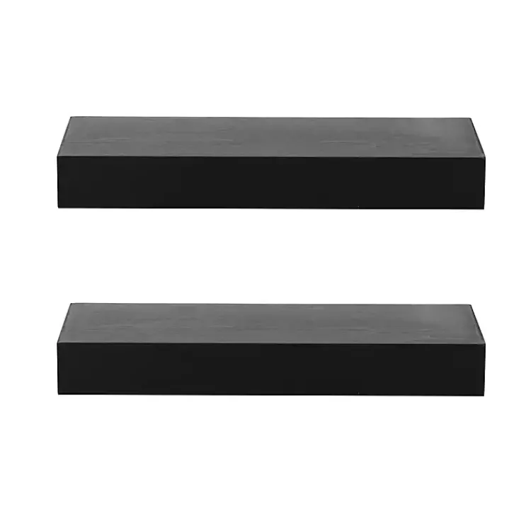 Kirklands Home Shelves|Black Wood 2-pc. Floating Shelves, 18 in.