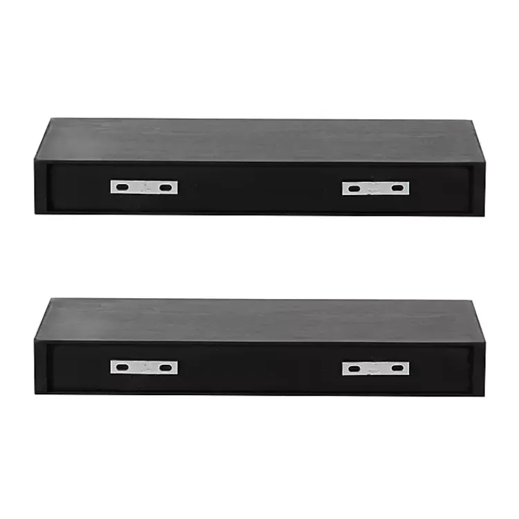 Kirklands Home Shelves|Black Wood 2-pc. Floating Shelves, 18 in.