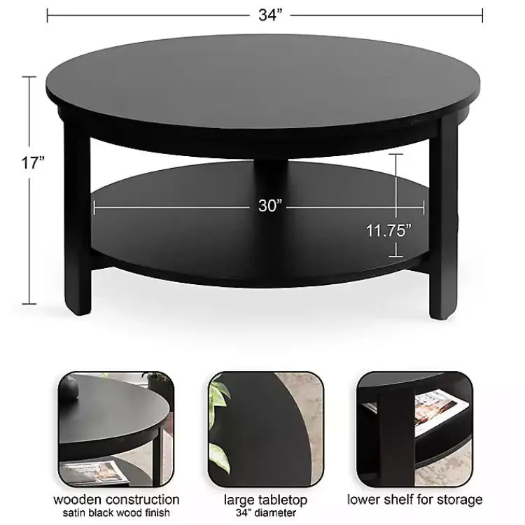 Kirklands Home Coffee Tables|Wood Round Ford Coffee Table Black
