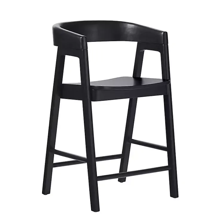 Kirklands Home Bar Stools & Counter Height Stools|Wood Rounded Modern Counter Stool Black