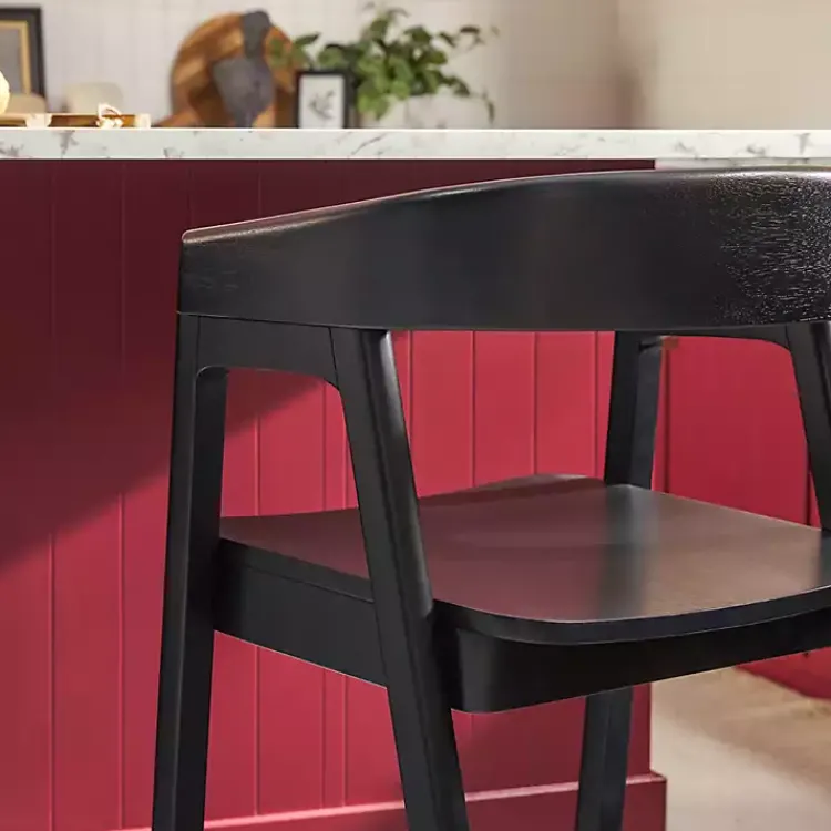 Kirklands Home Bar Stools & Counter Height Stools|Wood Rounded Modern Counter Stool Black