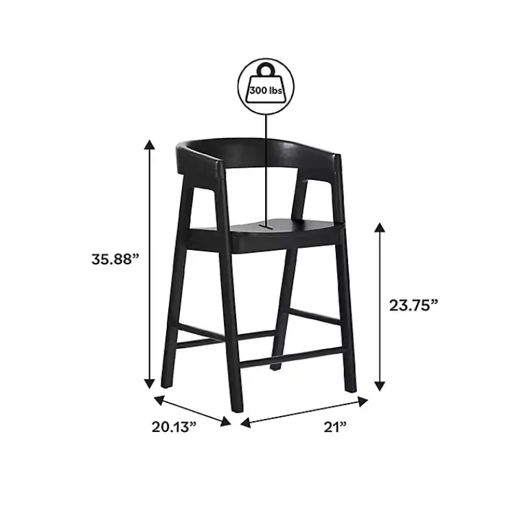 Kirklands Home Bar Stools & Counter Height Stools|Wood Rounded Modern Counter Stool Black