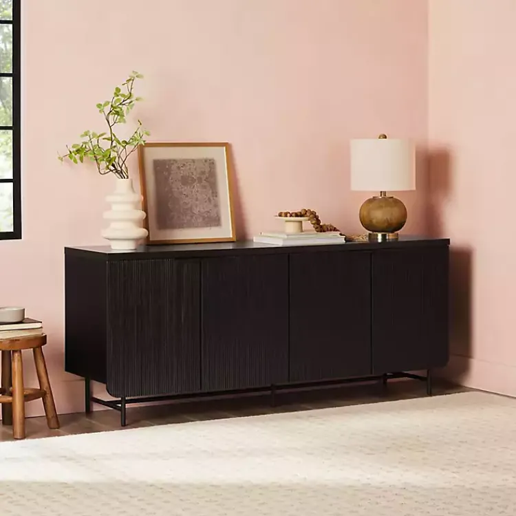 Kirklands Home Cabinets & Sideboards|Wood Scandinavian 4-Door Sideboard Black