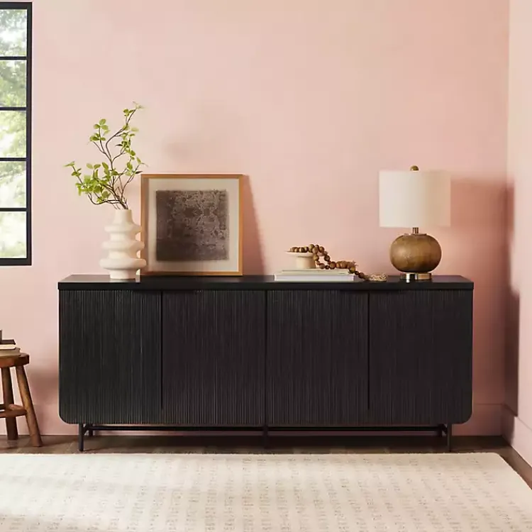 Kirklands Home Cabinets & Sideboards|Wood Scandinavian 4-Door Sideboard Black