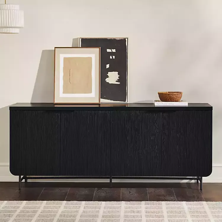 Kirklands Home Cabinets & Sideboards|Wood Scandinavian 4-Door Sideboard Black