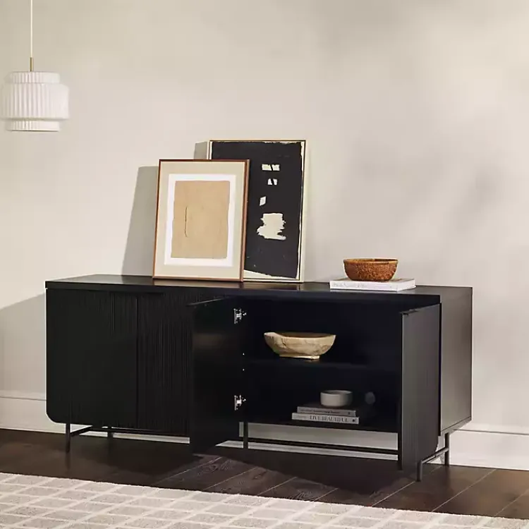 Kirklands Home Cabinets & Sideboards|Wood Scandinavian 4-Door Sideboard Black