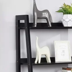 Kirklands Home Bookshelves|Wood 5-Shelf Leaning Bookshelf Black