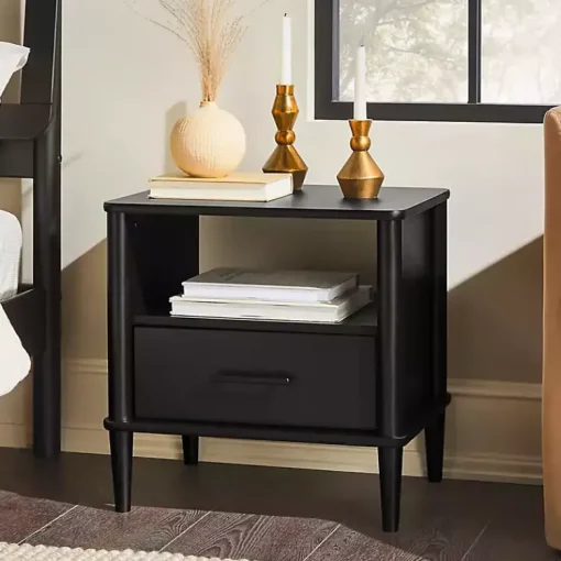 Kirklands Home Nightstands|Wood Spindle Leg Nightstand Black