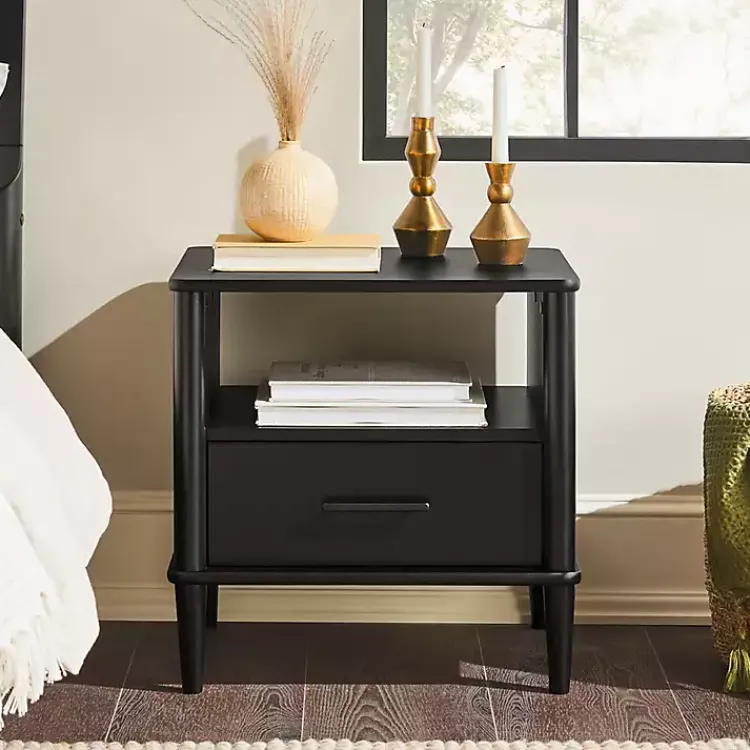 Kirklands Home Nightstands|Wood Spindle Leg Nightstand Black