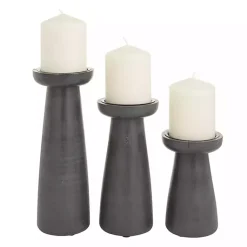 New Wood Tapered 3-pc. Pillar Candle Holder Set Candle Holders