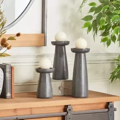 New Wood Tapered 3-pc. Pillar Candle Holder Set Candle Holders