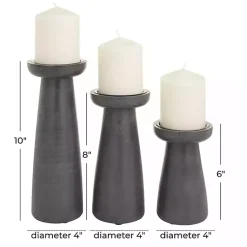 New Wood Tapered 3-pc. Pillar Candle Holder Set Candle Holders