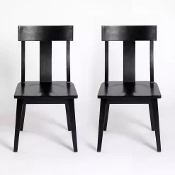 Kirklands Home Dining Chairs|Wood T-Back Dining Chairs, Set of 2 Black