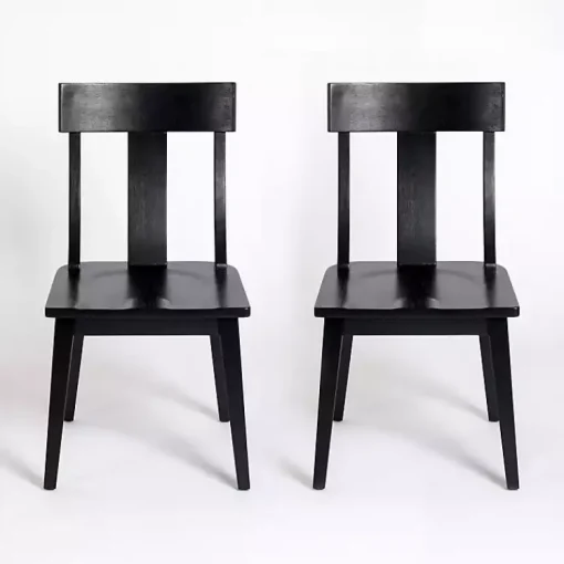 Kirklands Home Dining Chairs|Wood T-Back Dining Chairs, Set of 2 Black