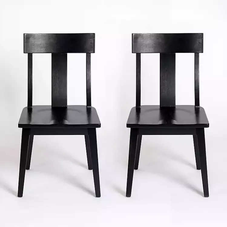 Kirklands Home Dining Chairs|Wood T-Back Dining Chairs, Set of 2 Black