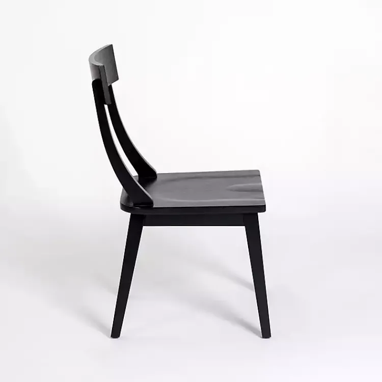 Kirklands Home Dining Chairs|Wood T-Back Dining Chairs, Set of 2 Black