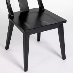 Kirklands Home Dining Chairs|Wood T-Back Dining Chairs, Set of 2 Black