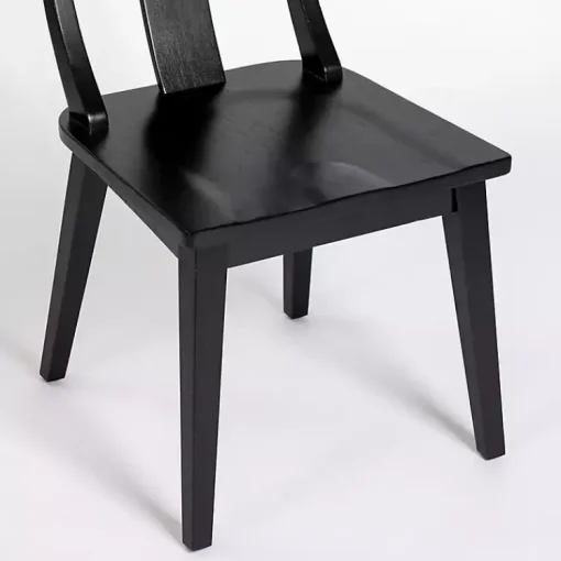 Kirklands Home Dining Chairs|Wood T-Back Dining Chairs, Set of 2 Black