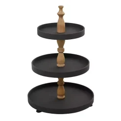 Kirklands Home Serving & Entertaining|Wood 3-Tiered Decorative Tray Black