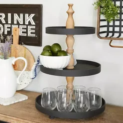 Kirklands Home Serving & Entertaining|Wood 3-Tiered Decorative Tray Black