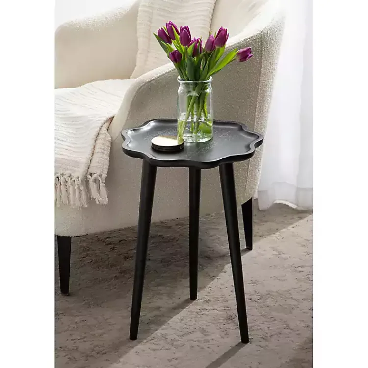 Kirklands Home Accent & End Tables|Wood Wavy Accent Table Black