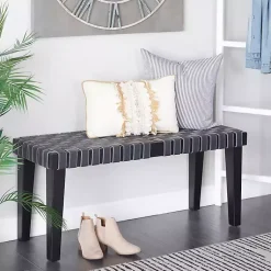 Kirklands Home Entryway Furniture|Woven Faux Leather Bench Black
