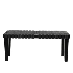 Kirklands Home Entryway Furniture|Woven Faux Leather Bench Black