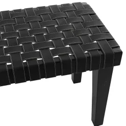 Kirklands Home Entryway Furniture|Woven Faux Leather Bench Black