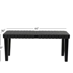 Kirklands Home Entryway Furniture|Woven Faux Leather Bench Black