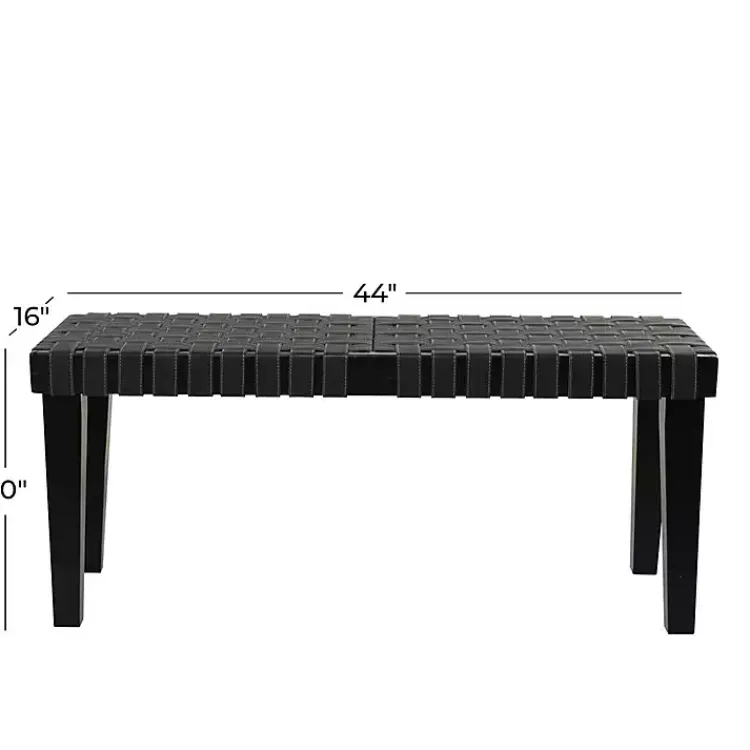 Kirklands Home Entryway Furniture|Woven Faux Leather Bench Black