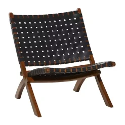 Kirklands Home Accent Chairs|Woven Leather Folding Accent Chair Black