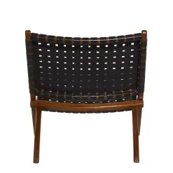 Kirklands Home Accent Chairs|Woven Leather Folding Accent Chair Black