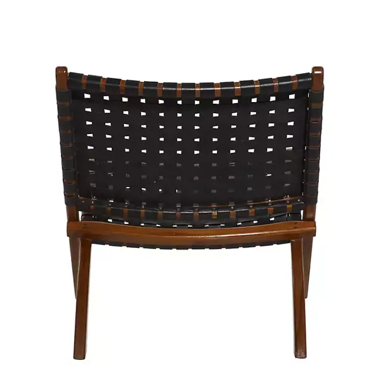 Kirklands Home Accent Chairs|Woven Leather Folding Accent Chair Black