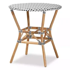 Kirklands Home Dining Tables|Black Woven Rattan French Bistro Dining Table