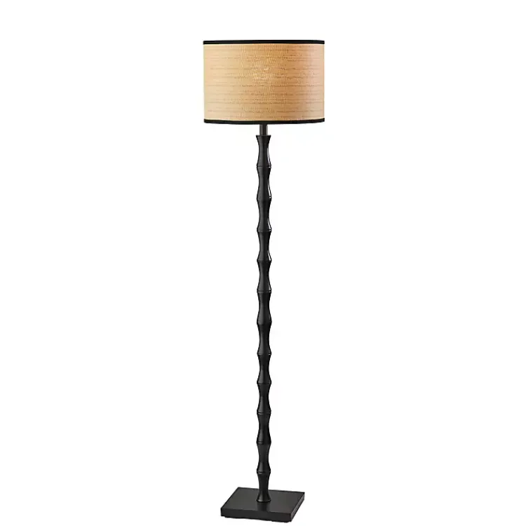 Kirklands Home Floor Lamps|Woven Rattan Shade Bailey Floor Lamp Black