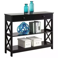 Kirklands Home Console Tables|Black X-Frame 2-Shelf Console Table Brown