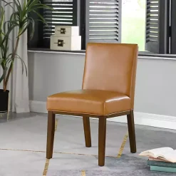 Kirklands Home Dining Chairs|Blair Carmel Leather Dining Chair Brown
