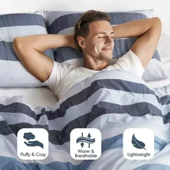 Kirklands Home Comforters|Blake Blue Stripe 3-pc. Full/Queen Comforter Set