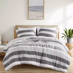 Kirklands Home Comforters|Blake Gray Stripe 2-pc. Twin/Twin XL Comforter Set